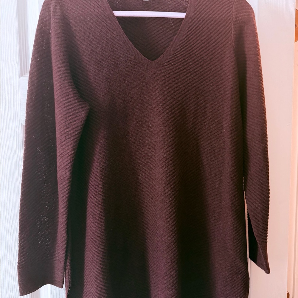 Eileen Fisher V-Neck Ribbed Tunic Sweater